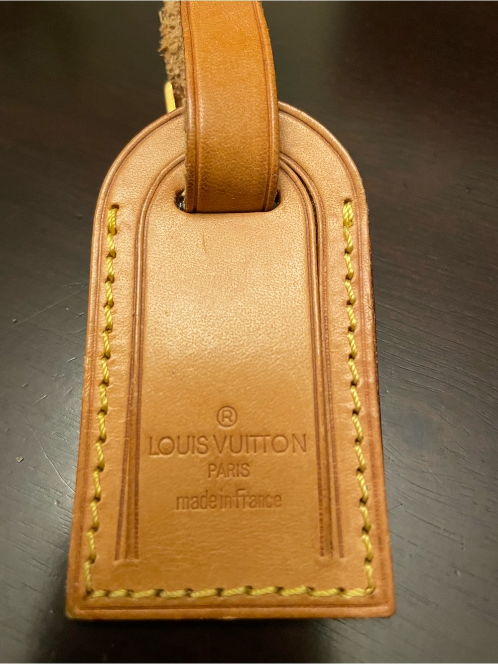Louis Vuitton Tan Leather Luggage Tag w